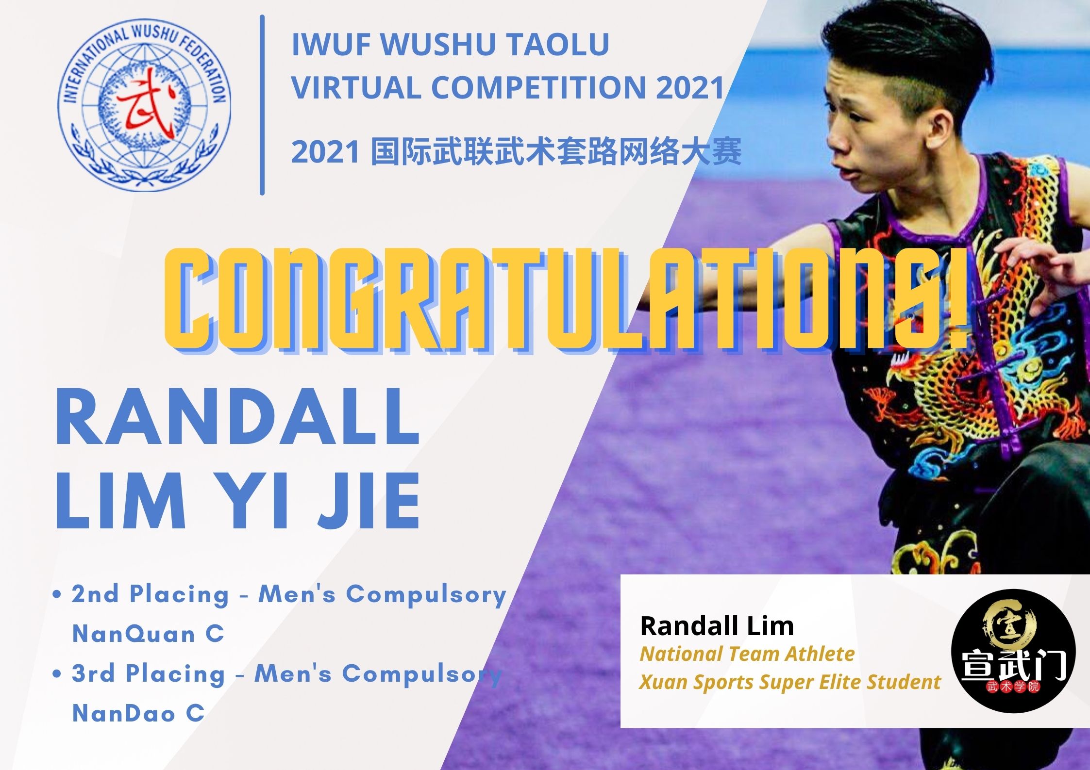 Congratulations to Our Super Elite Athlete Randall Lim Yi Jie