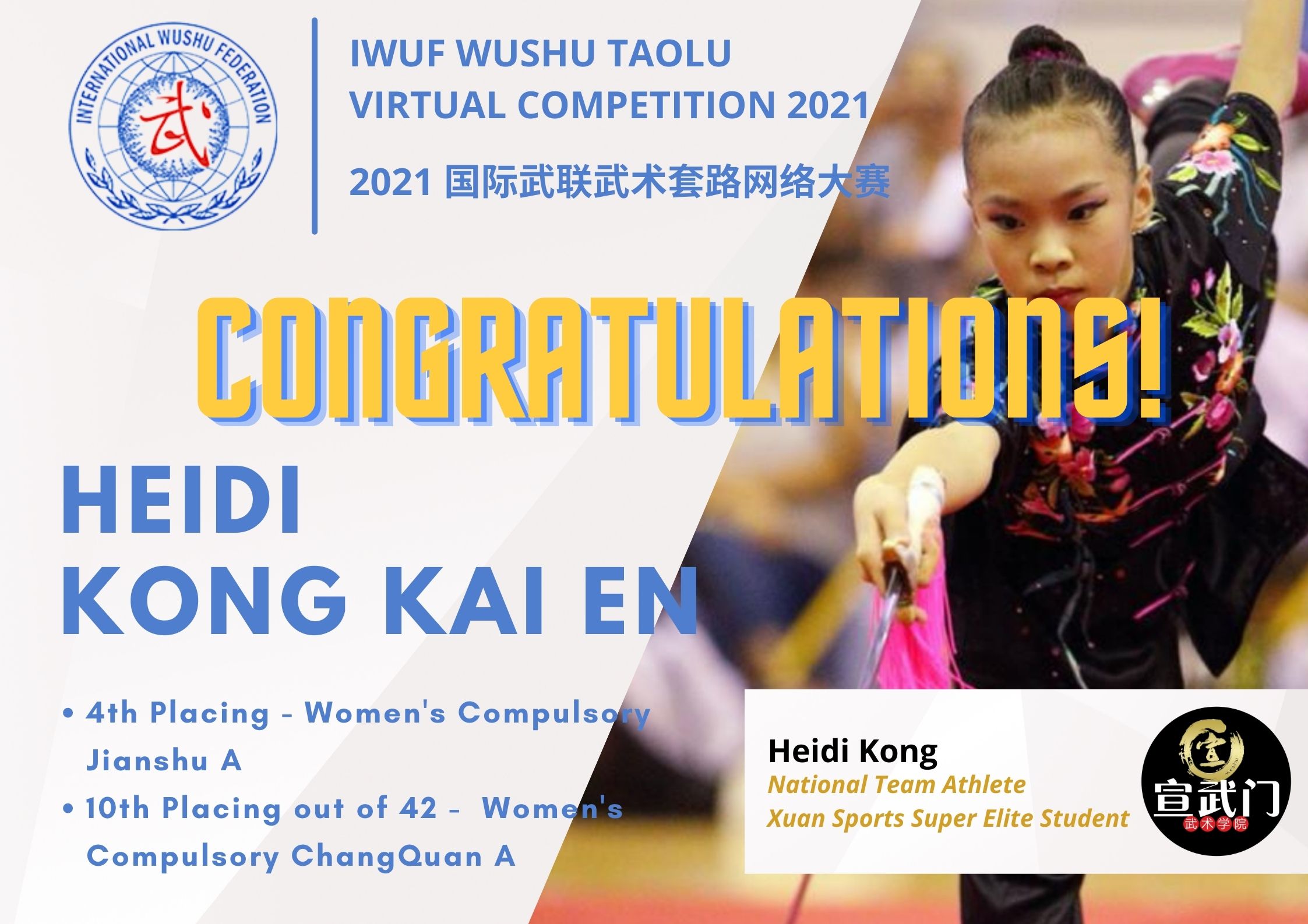 Congratulations to Our Super Elite Athlete Heidi Kong